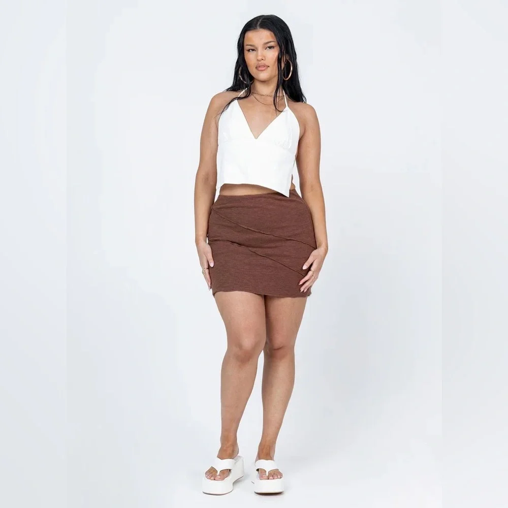 Oscar Mini Skirt Brown - Picture 2 of 10